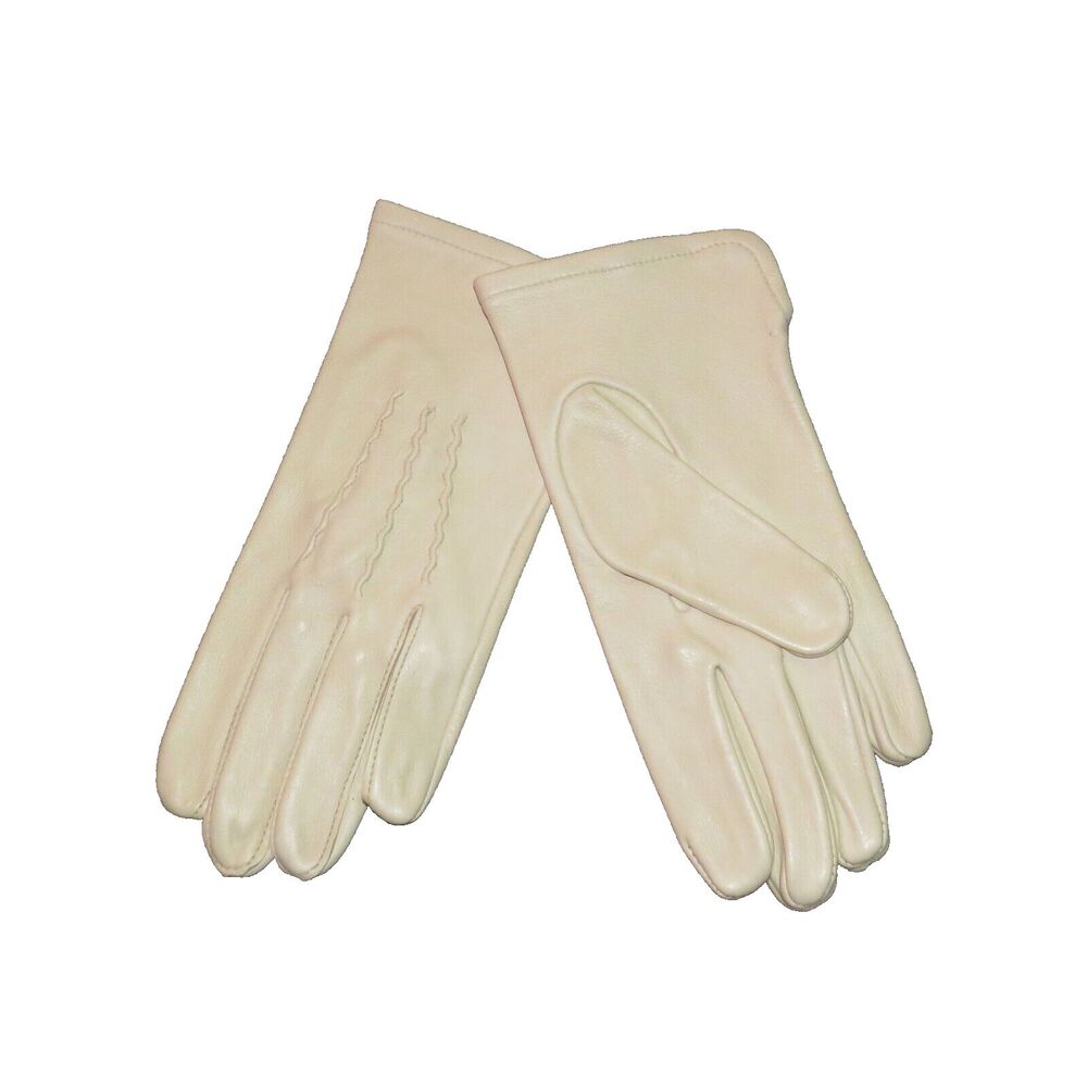 Sta-Soft Vintage Women's Ivory Deer Skin Leather Driving Gloves Size Small